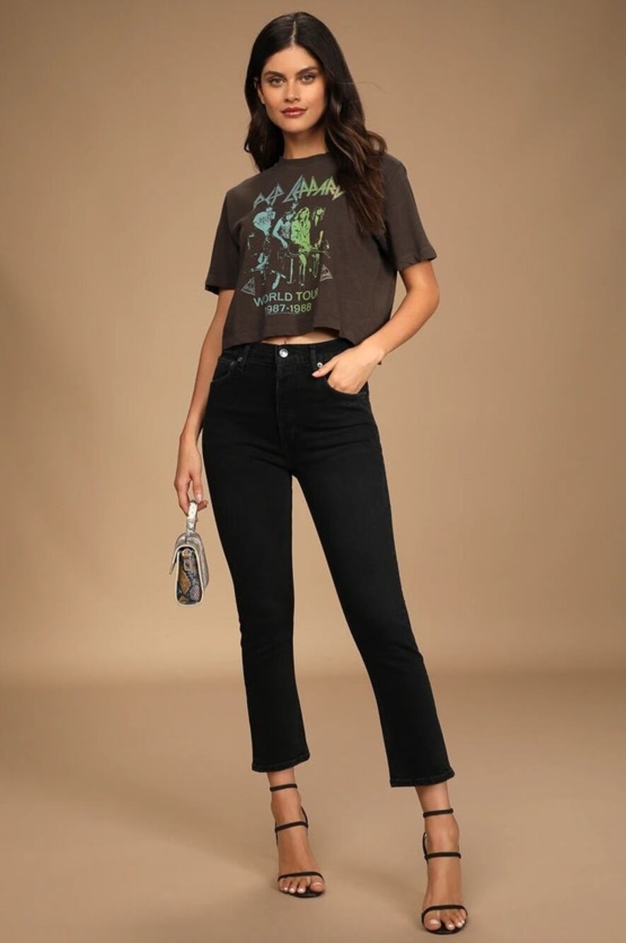 AGOLDE Riley High Rise Straight Crop Jeans Women’s Size 28 Black Organic Cotton